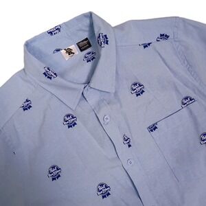 Pabst Blue Ribbon Mens Large Cotton Short Sleeve Button-Up Shirt Beer Bar Man L